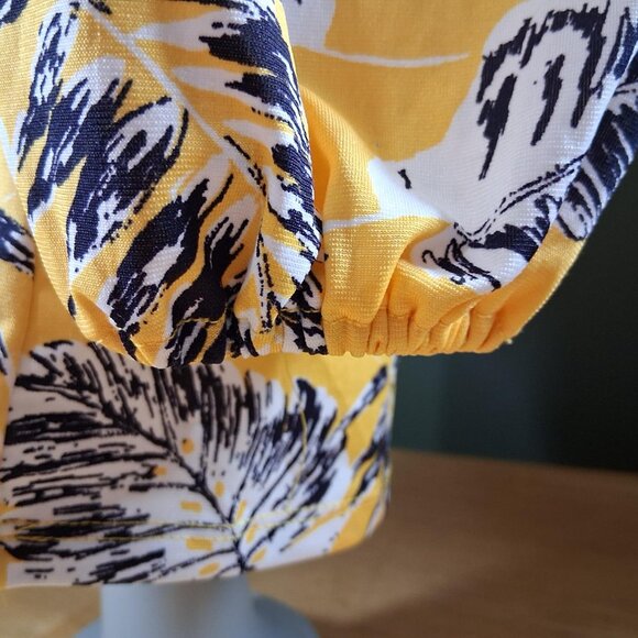 Eclair Yellow Blouse with Leaf Print, Scoop Neck - Sz 6 - Picture 10 of 10
